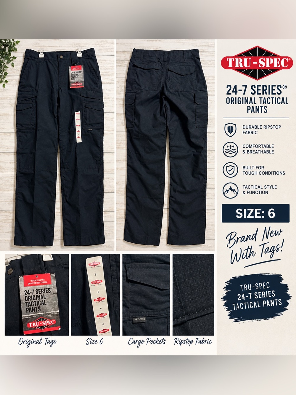 NWT TRU-SPEC 24-7 Series Women’s Original Tactical Pants Black - Size 6